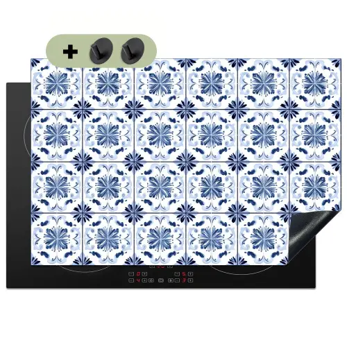 Patroon - Tegel - Blauw Inductie beschemer met haakjes klein 777 -3d