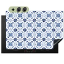 Patroon - Tegel - Blauw Inductie beschemer met haakjes klein 777 -3d