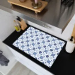 Patroon - Tegel - Blauw Inductie beschemer met haakjes klein 777 -sfeer1