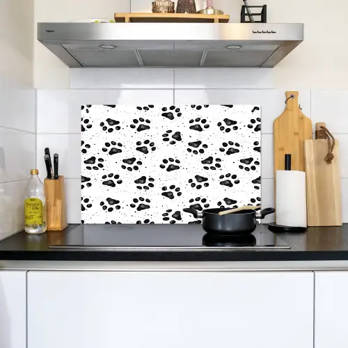 Paw - Pattern -Black Inductie beschemer met haakjes klein 777 -sfeer2