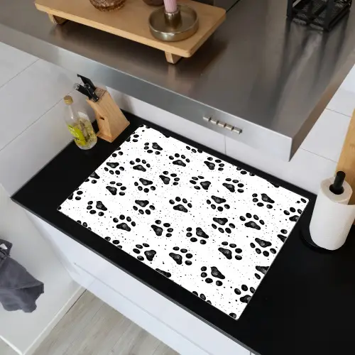 Paw - Pattern -Black Inductie beschemer met haakjes klein 777 -sfeer1