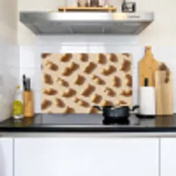 Pinda's - Patroon - Beige Inductie beschemer met haakjes klein -sfeer2