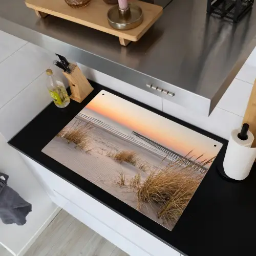 Pier - Zonsondergang - Strand Inductie beschemer met haakjes klein -sfeer1