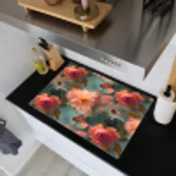 Roze - Patroon - Bloemen Inductie beschemer met haakjes klein 777 -sfeer1