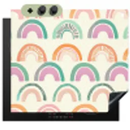 Regenboog - Pastel - Patroon Inductie beschemer met haakjes middel -3d