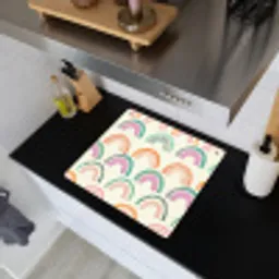 Regenboog - Pastel - Patroon Inductie beschemer met haakjes middel -sfeer1