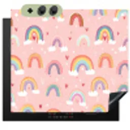 Regenboog - Patroon - Pastel - Handgetekend Inductie beschemer met haakjes middel -3d