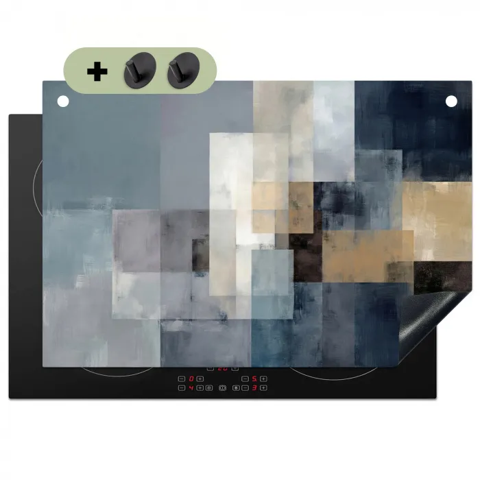 Rechthoeken - Abstract - Blauw Inductie beschemer met haakjes klein -3d