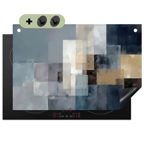 Rechthoeken - Abstract - Blauw Inductie beschemer met haakjes klein -3d
