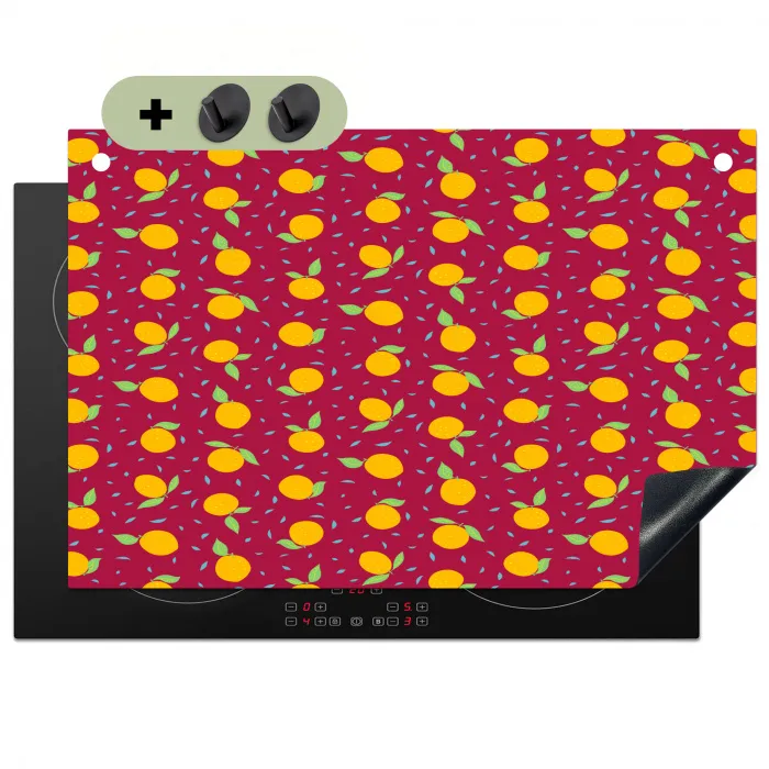 Rood - Donker - Patroon - Sinaasappels Inductie beschemer met haakjes klein 777 -3d