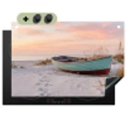 Rustiek - Roeiboot - Zandstrand Inductie beschemer met haakjes klein -3d