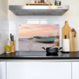 Rustiek - Roeiboot - Zandstrand Inductie beschemer met haakjes klein -sfeer2
