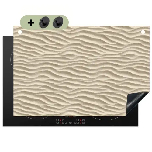 Zand - Golven - Beige Inductie beschemer met haakjes klein 777 -3d