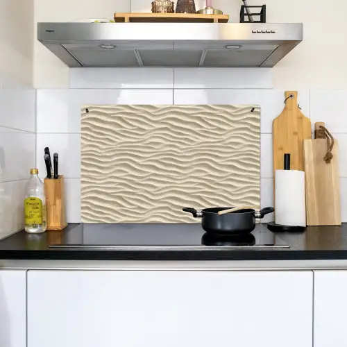 Zand - Golven - Beige Inductie beschemer met haakjes klein 777 -sfeer2