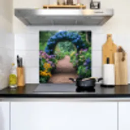 Doorkijk - Bloemen - Hortensia - Pad Inductie beschemer met haakjes middel -sfeer2