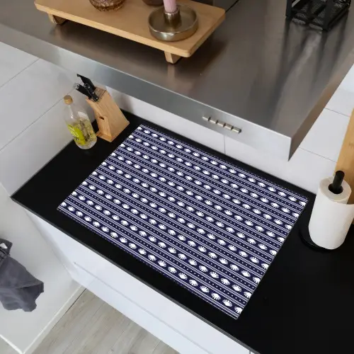 Schelp - Nautisch - Blauw - Wit Inductie beschemer met haakjes klein 777 -sfeer1