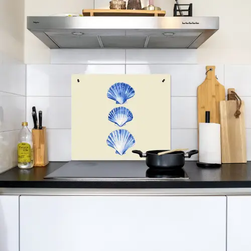 Schelpen - Blauw - Beige Inductie beschemer met haakjes middel -sfeer2