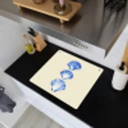 Schelpen - Blauw - Beige Inductie beschemer met haakjes middel -sfeer1