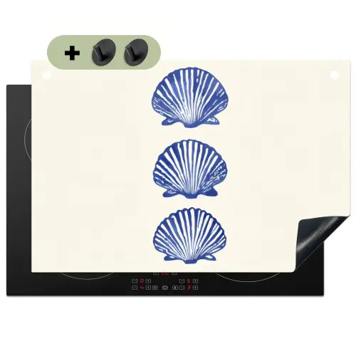 Schelpen - Blauw - Patroon Inductie beschemer met haakjes klein -3d