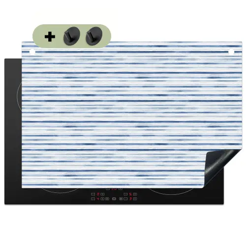 Strepen - Patroon - Blauw - Wit Inductie beschemer met haakjes klein 777 -3d