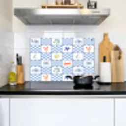 Zee - Sfeer- Mozaïek - Blauw Inductie beschemer met haakjes klein 777 -sfeer2