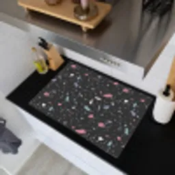 Terrazzo - Patroon - Zwart - Zacht Inductie beschemer met haakjes klein 777 -sfeer1
