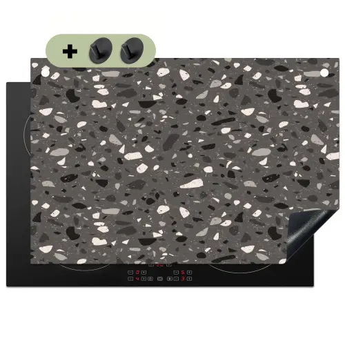 Terrazzo - Patroon - Grijs Inductie beschemer met haakjes klein 777 -3d