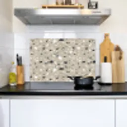 Terrazzo - Patroon - Groen Inductie beschemer met haakjes klein 777 -sfeer2