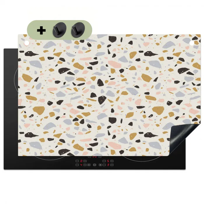 Terrazzo - Patroon - Neutraal - Zacht - Multi Inductie beschemer met haakjes klein 777 -3d
