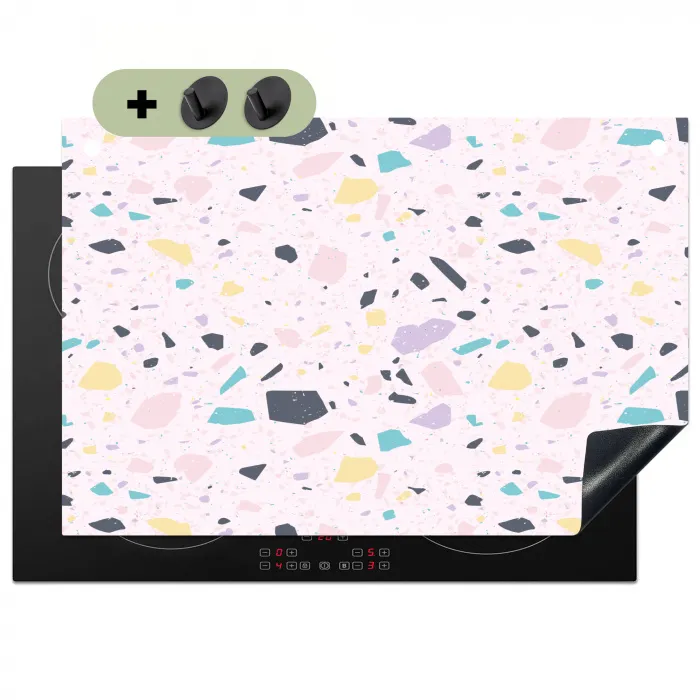Terrazzo - Patroon - Zacht - Snoep Inductie beschemer met haakjes klein 777 -3d