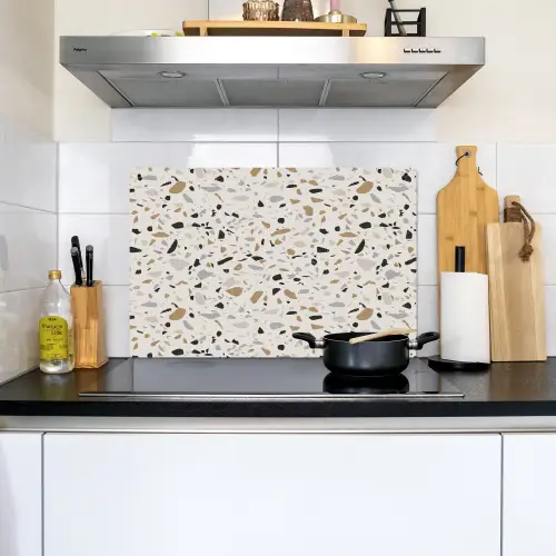 Terrazzo - Patroon - Staal Inductie beschemer met haakjes klein 777 -sfeer2