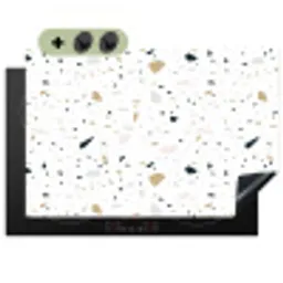 Terrazzo - Patroon - Wit - Neutraal Inductie beschemer met haakjes klein 777 -3d