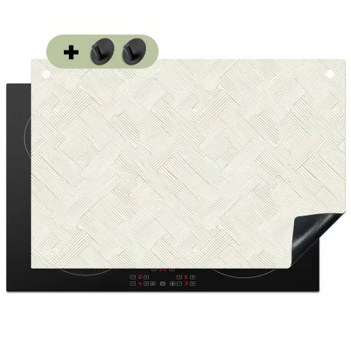 Textuur - Abstract - Beige Inductie beschemer met haakjes klein 777 -3d
