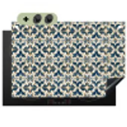 Tegel - Patroon - Blauw - Beige Inductie beschemer met haakjes klein 777 -3d