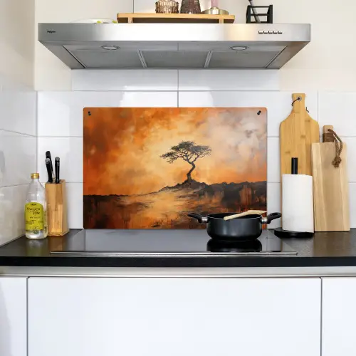 Boom - Landschap - Oranje Inductie beschemer met haakjes klein -sfeer2