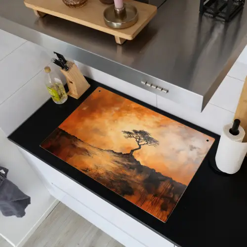 Boom - Landschap - Oranje Inductie beschemer met haakjes klein -sfeer1
