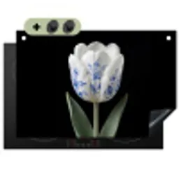 Tulp - Patroon - Blauw Inductie beschemer met haakjes klein -3d