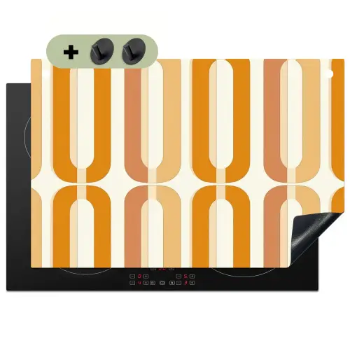 U-vorm - Retro - Oranje Inductie beschemer met haakjes klein 777 -3d
