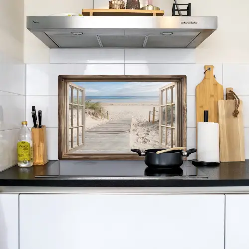 Doorkijk - Strand - Duinen - Pad - Landschap Inductie beschemer met haakjes klein -sfeer2
