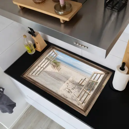 Doorkijk - Strand - Duinen - Pad - Landschap Inductie beschemer met haakjes klein -sfeer1