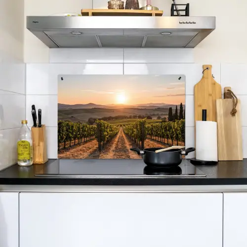 Wijngaard - Zonsondergang - Landschap Inductie beschemer met haakjes klein -sfeer2