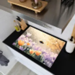 Viooltjes - bij - Zonlicht Inductie beschemer met haakjes klein -sfeer1