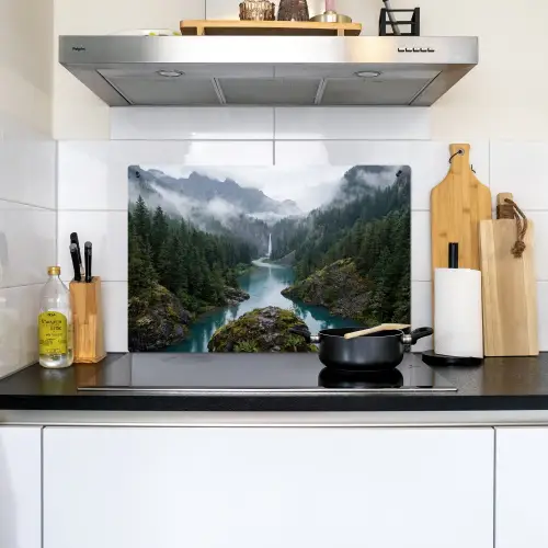 Waterval - Bomen - Bergen Inductie beschemer met haakjes klein -sfeer2