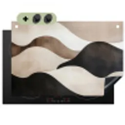 Golven - Abstract - Beige Inductie beschemer met haakjes klein -3d
