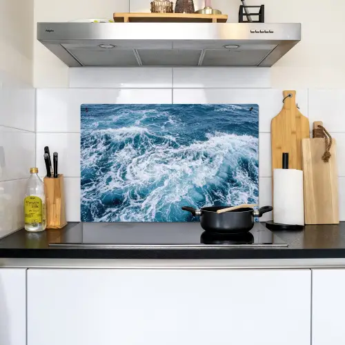 Golven - Oceaan - Blauw Inductie beschemer met haakjes klein -sfeer2