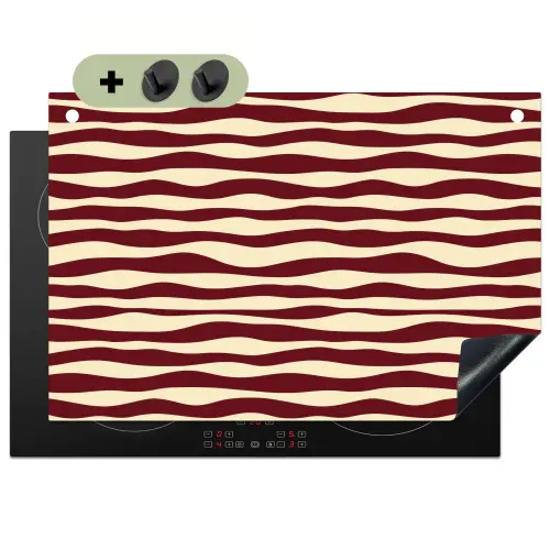 Golven - Rood - Patroon - Crème Inductie beschemer met haakjes klein 777 -3d
