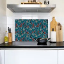 Golven - Retro - Blauw - Patroon Inductie beschemer met haakjes klein 777 -sfeer2
