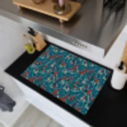 Golven - Retro - Blauw - Patroon Inductie beschemer met haakjes klein 777 -sfeer1