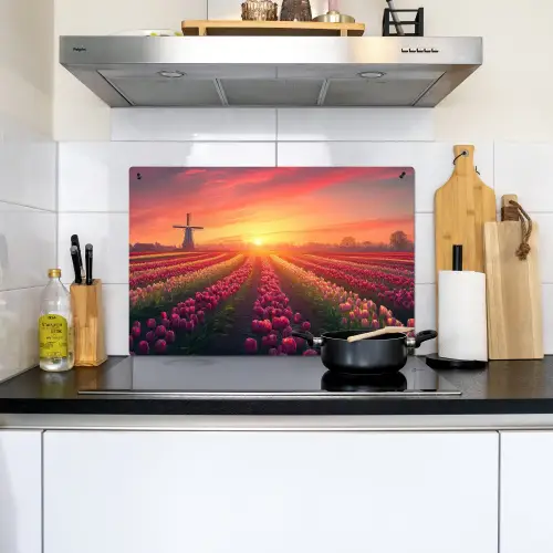 Windmolen - Zonsondergang - Landschap Inductie beschemer met haakjes klein -sfeer2
