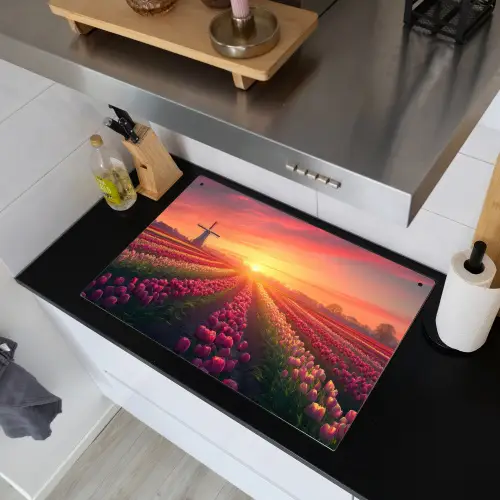 Windmolen - Zonsondergang - Landschap Inductie beschemer met haakjes klein -sfeer1